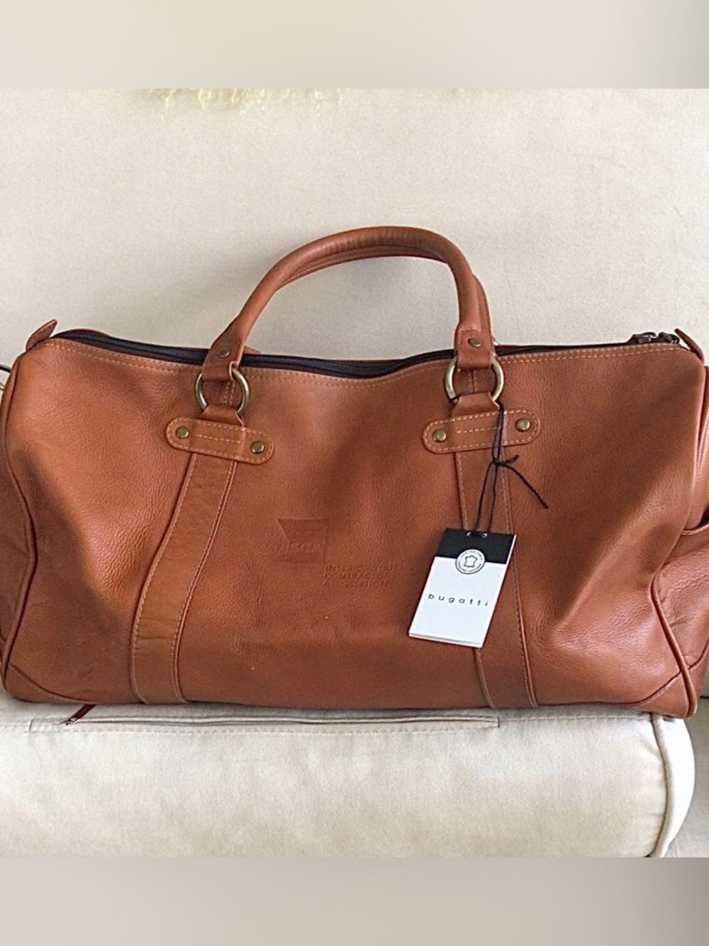 Bugatti Leather Duffel Bag in Cognac Brown